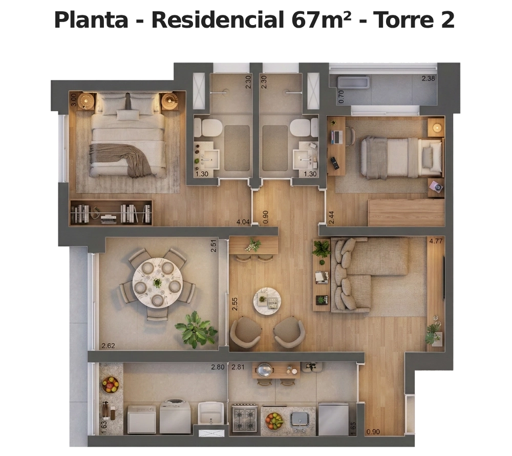 Planta 67 m²